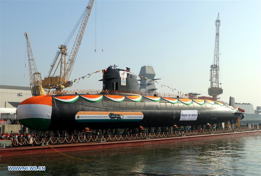 INDIA-MUMBAI-SUBMARINE-LAUNCH