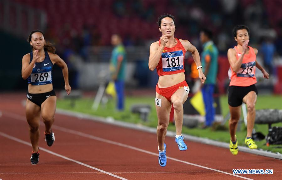 (SP)INDONESIA-JAKARTA-ASIAN GAMES-ATHLETICS-WOMEN'S 100M QUALIFICATION