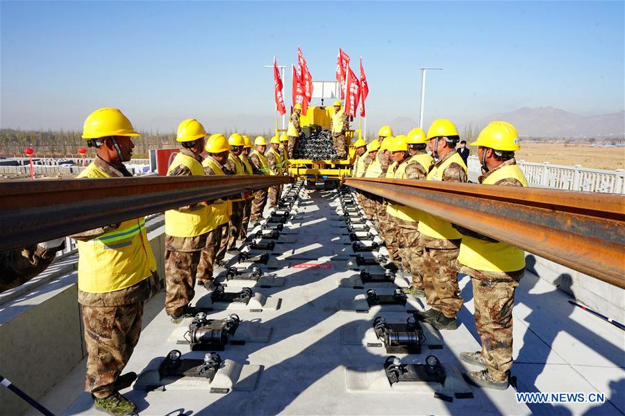 CHINA-HEBEI-BEIJING-ZHANGJIAKOU HIGH-SPEED RAILWAY-TRACK LAYING (CN)