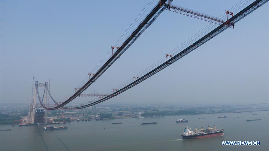 CHINA-JIANGSU-YANGTZE RIVER BRIDGE-MAIN CABLE-ERECTION (CN)