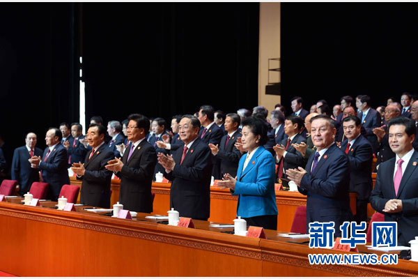 10月1日，慶祝中華人民共和國成立66周年暨新疆維吾爾自治區(qū)成立60周年大會(huì)在新疆人民會(huì)堂隆重舉行。 新華社記者 饒愛民 攝 