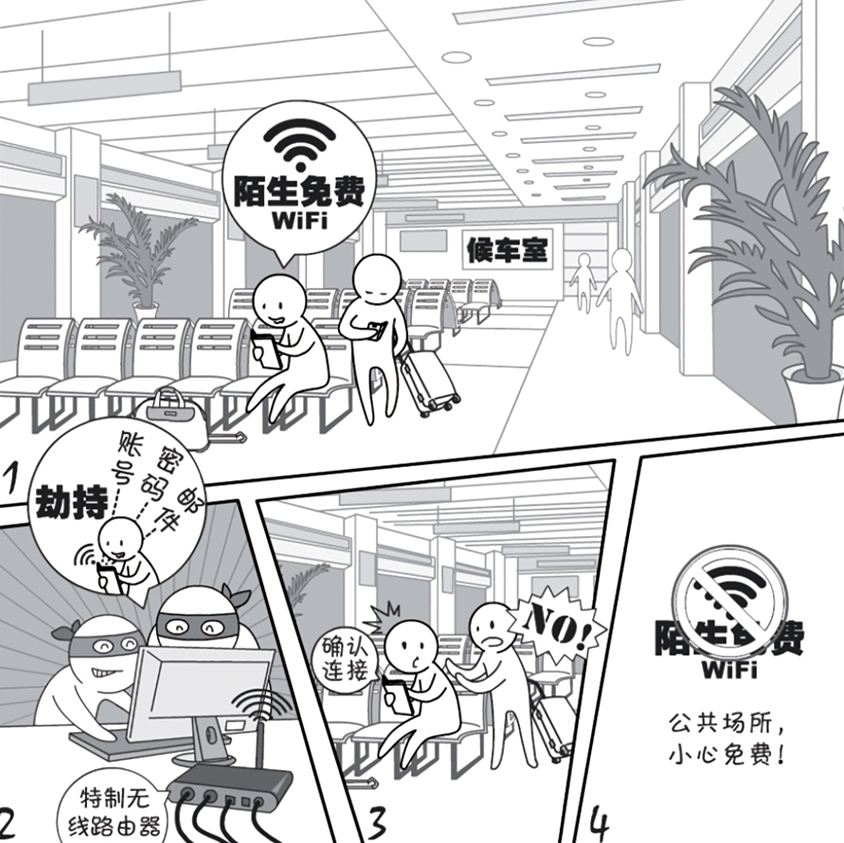 2018國家網(wǎng)絡安全宣傳周系列動漫①丨還在“蹭”免費WiFi？這些安全風險告訴你真能嚇一跳