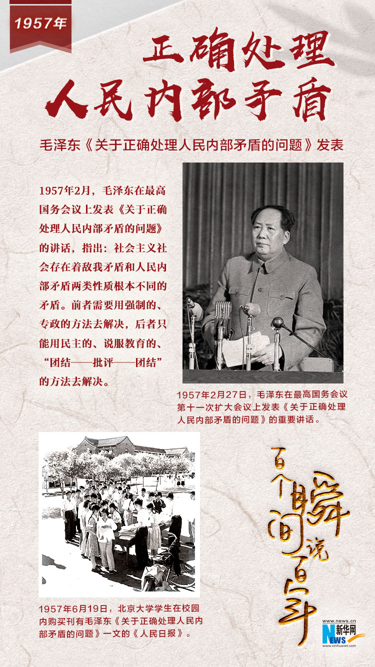 1957，正確處理人民內(nèi)部矛盾