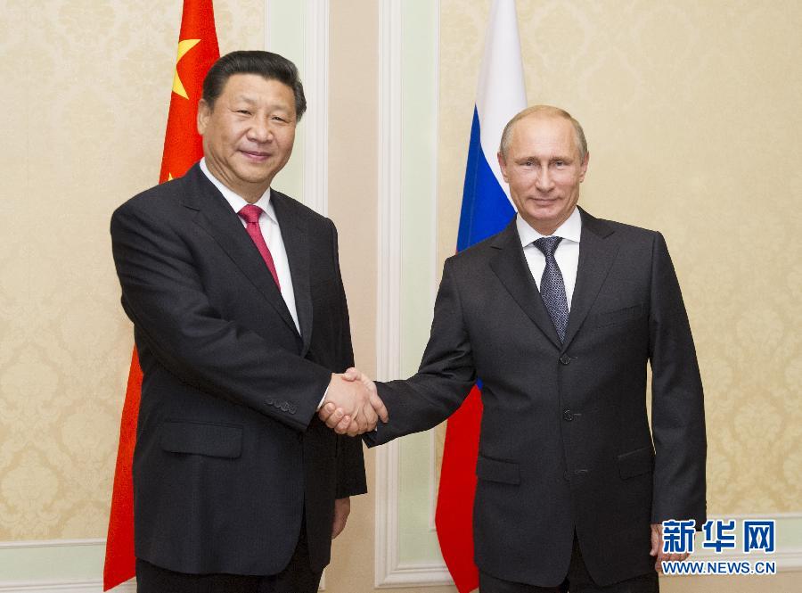 9月11日，中國國家主席習(xí)近平在塔吉克斯坦首都杜尚別會見俄羅斯總統(tǒng)普京。 新華社記者 黃敬文 攝 