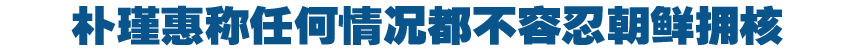 韓國總統(tǒng)樸瑾惠：任何情況都不容忍朝鮮擁核